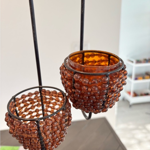 Vintage 70s Vibe Amber Brown Hanging Candle Holders - Picture 5 of 6
